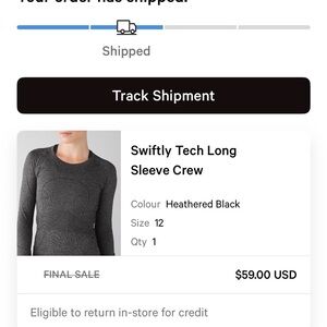 lululemon athletica Swiftly Tech Long Sleeve Crew - Heathered Black